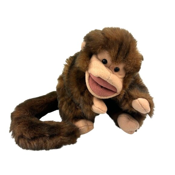 Folkmanis Folktails Monkey Hand Puppet Plush Long Tail Brown Toy - Picture 1 of 13